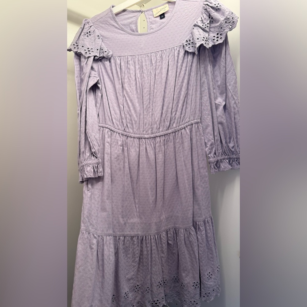 Universal Thread Lilac Textured Dress ruffle long sleeves